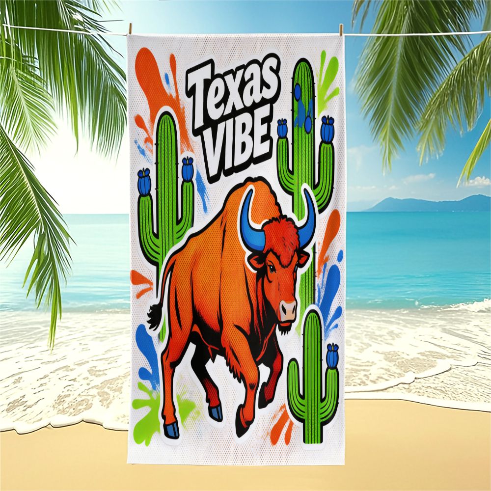 Outdoor Camping In Texas - Asciugamano da Spiaggia con Stampa Pop
