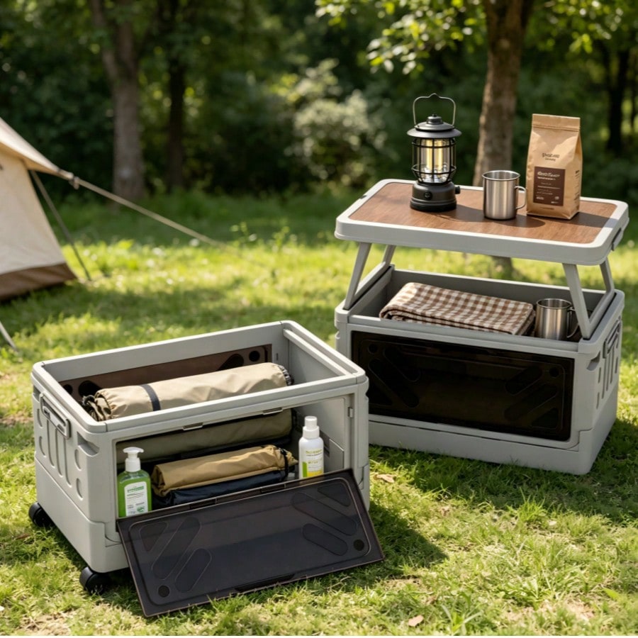 Outdoor Camping Table With Storage - Contenitore Multiuso per Campeggio all'Aperto con