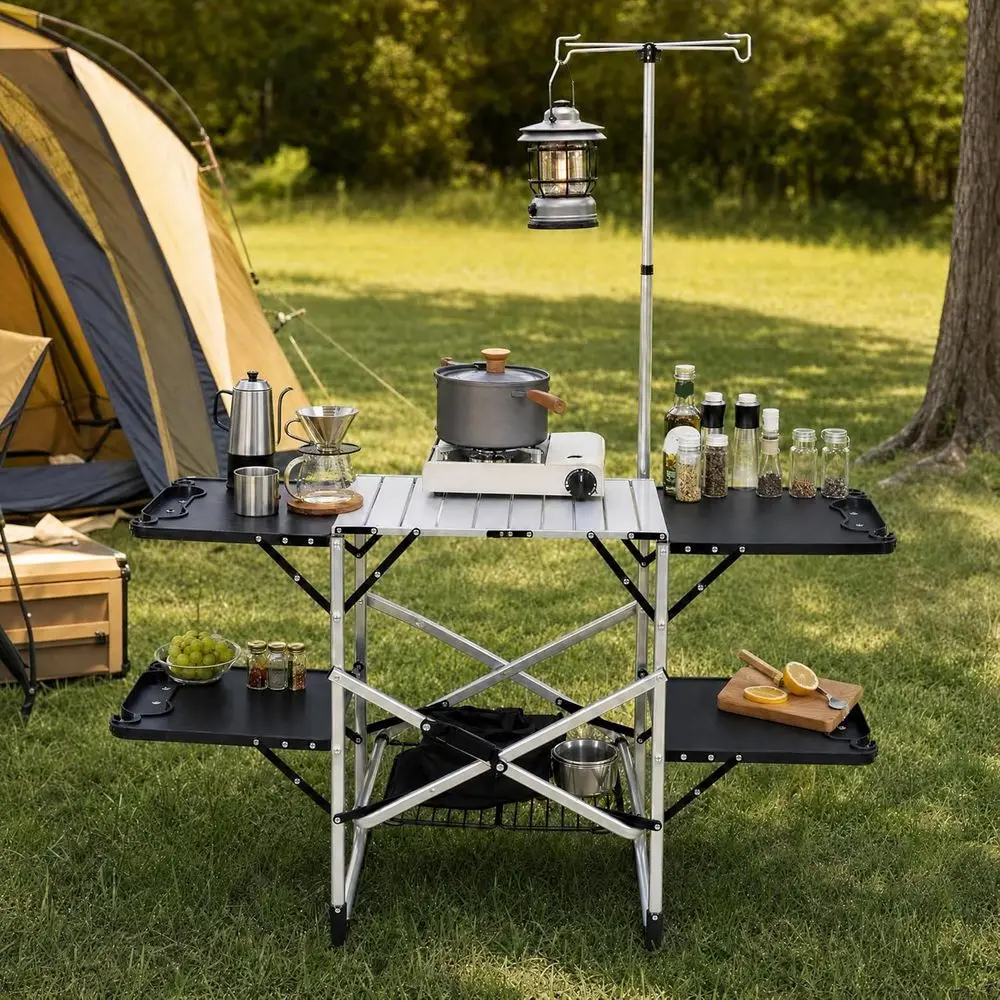 Outdoor Camping Table With Storage - Tavolo da Cucina Portatile per Esterni