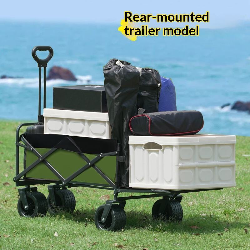 Outdoor Camping Table With Storage - Carrello Pieghevole a Quattro Ruote per