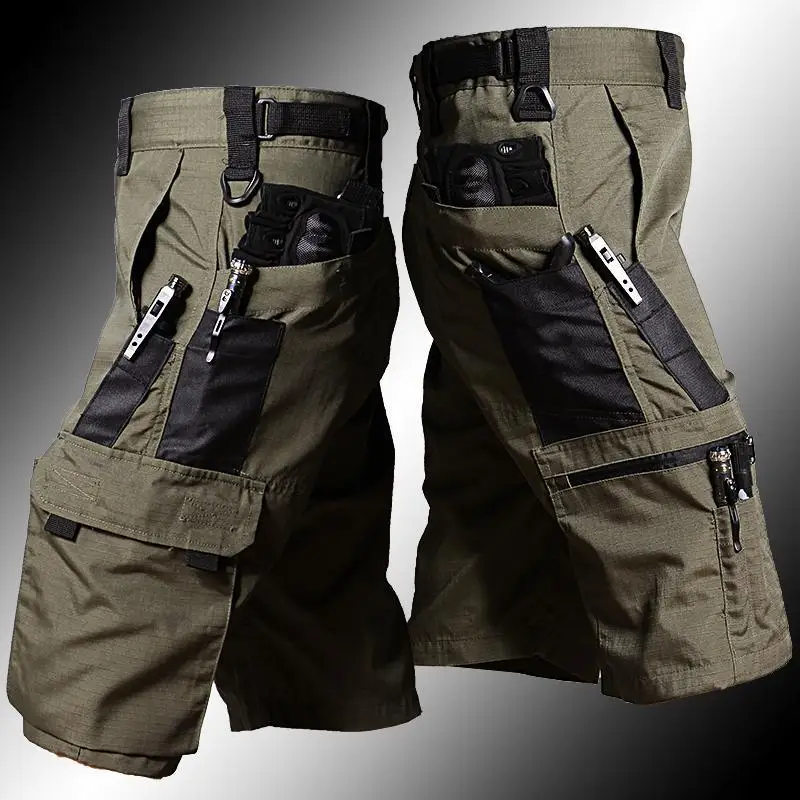 Urban Outdoor Camping - Pantaloncini cargo da esterno verde militare