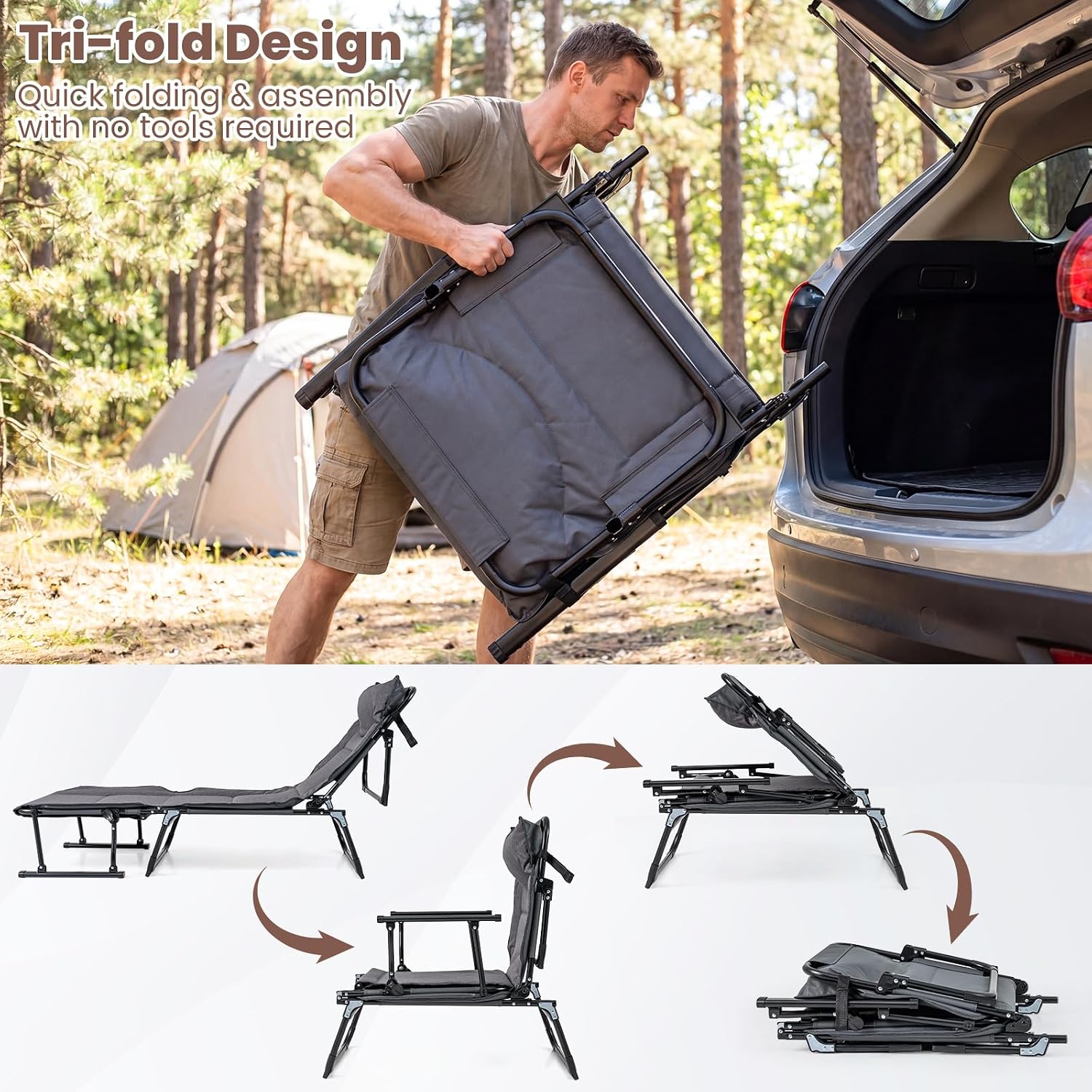 Set di 2 sedie a sdraio pieghe - Outdoor Camping Recliner Chairs recensione e prezzo
