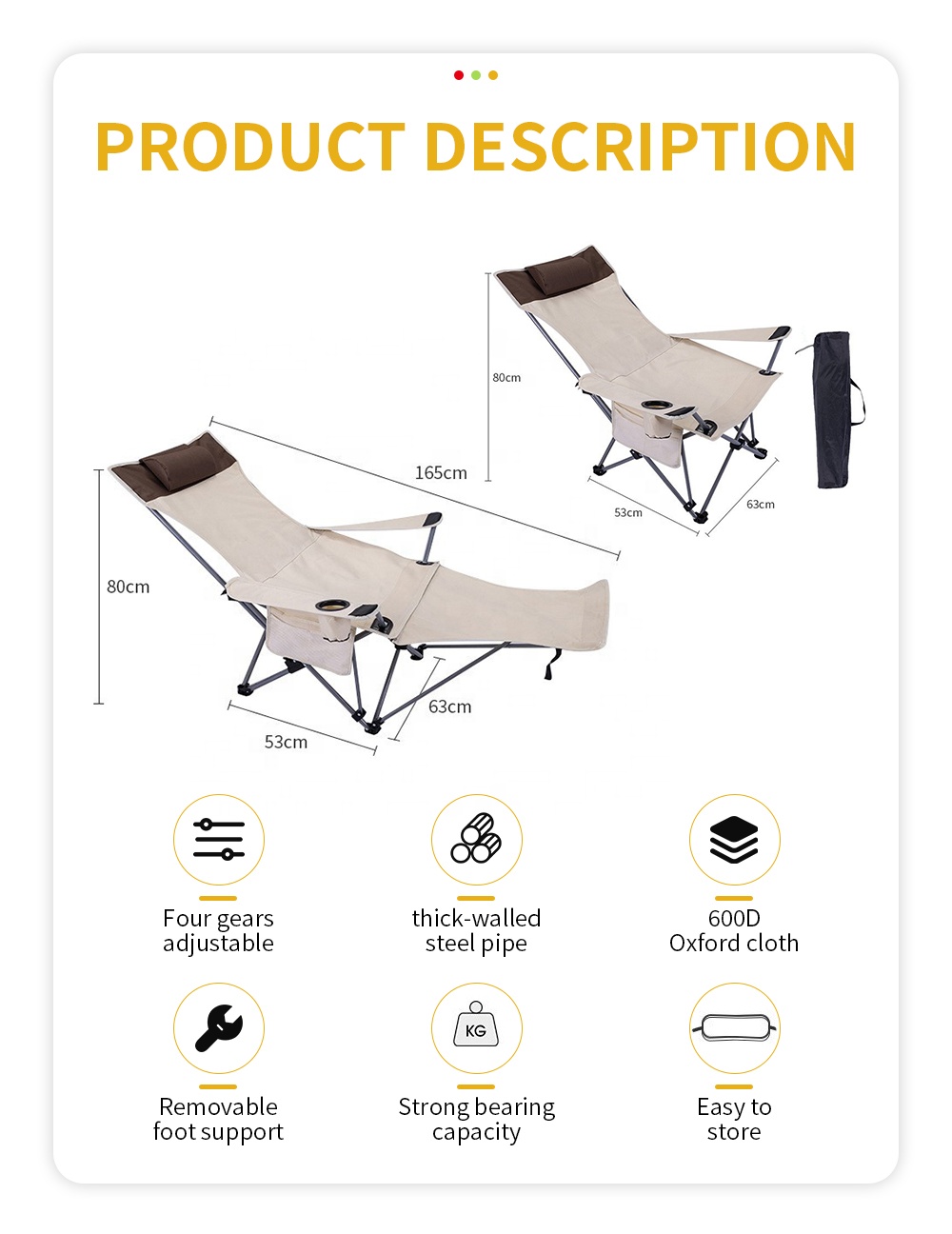 Sedia Pieghevole Portatile Rec - Outdoor Camping Recliner Chairs recensione e prezzo